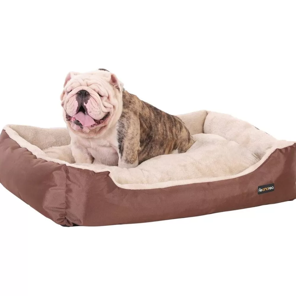 Discount SONGMICS Hundebett mit Wendekissen 85 cm Braun