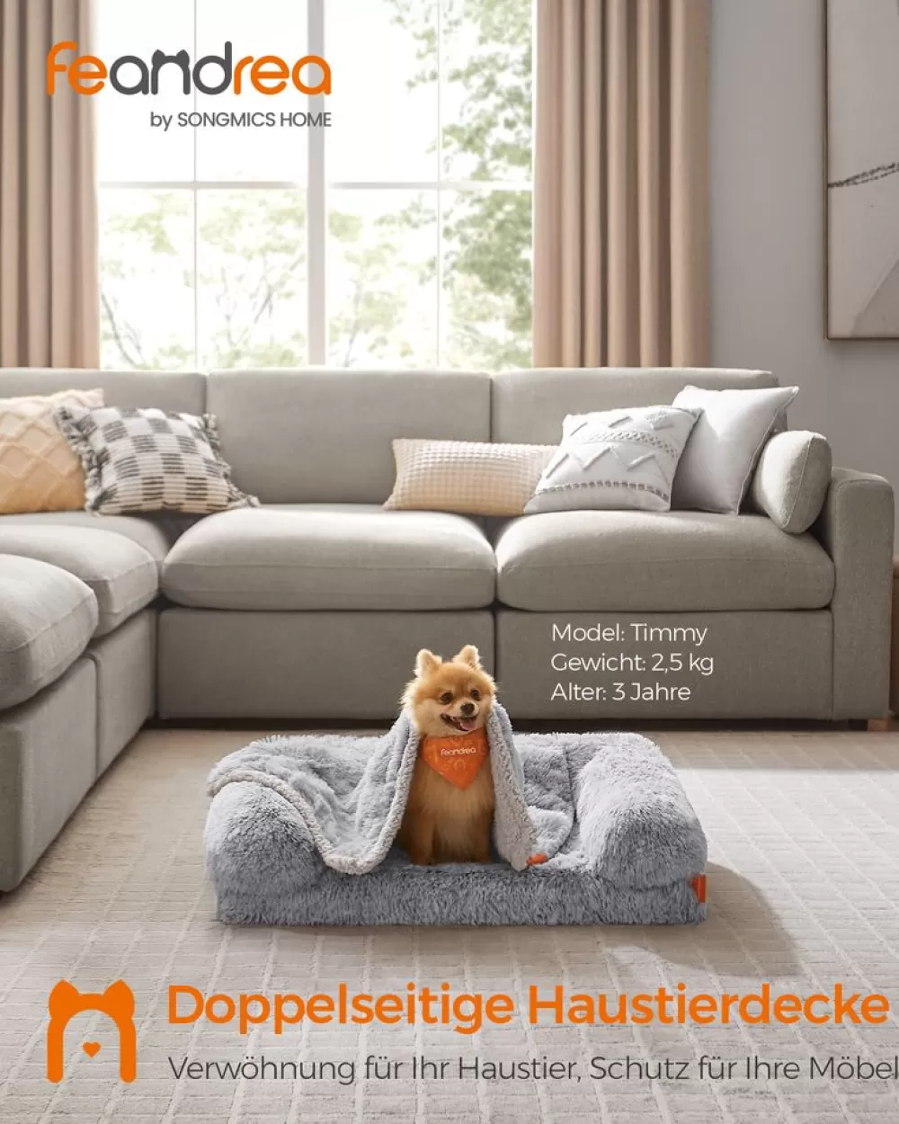 Hot SONGMICS Hundedecke 73 x 63 cm beidseitig verwendbar aus Sherpa-Stoff