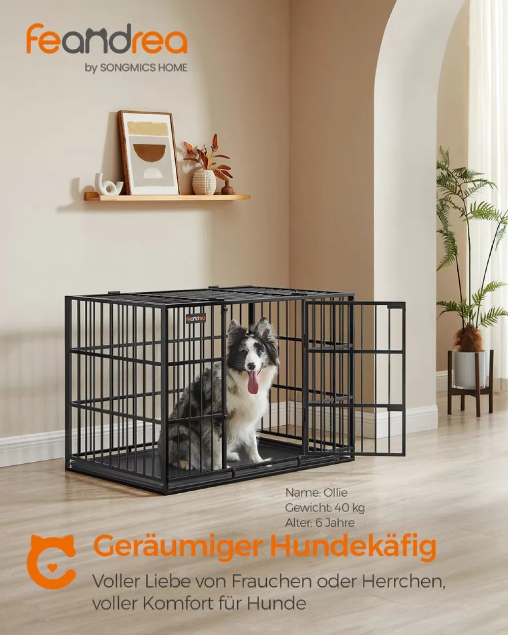 Cheap SONGMICS Hundekäfig 107 x 70 x 75 cm mit herausnehmbarer Bodenschale