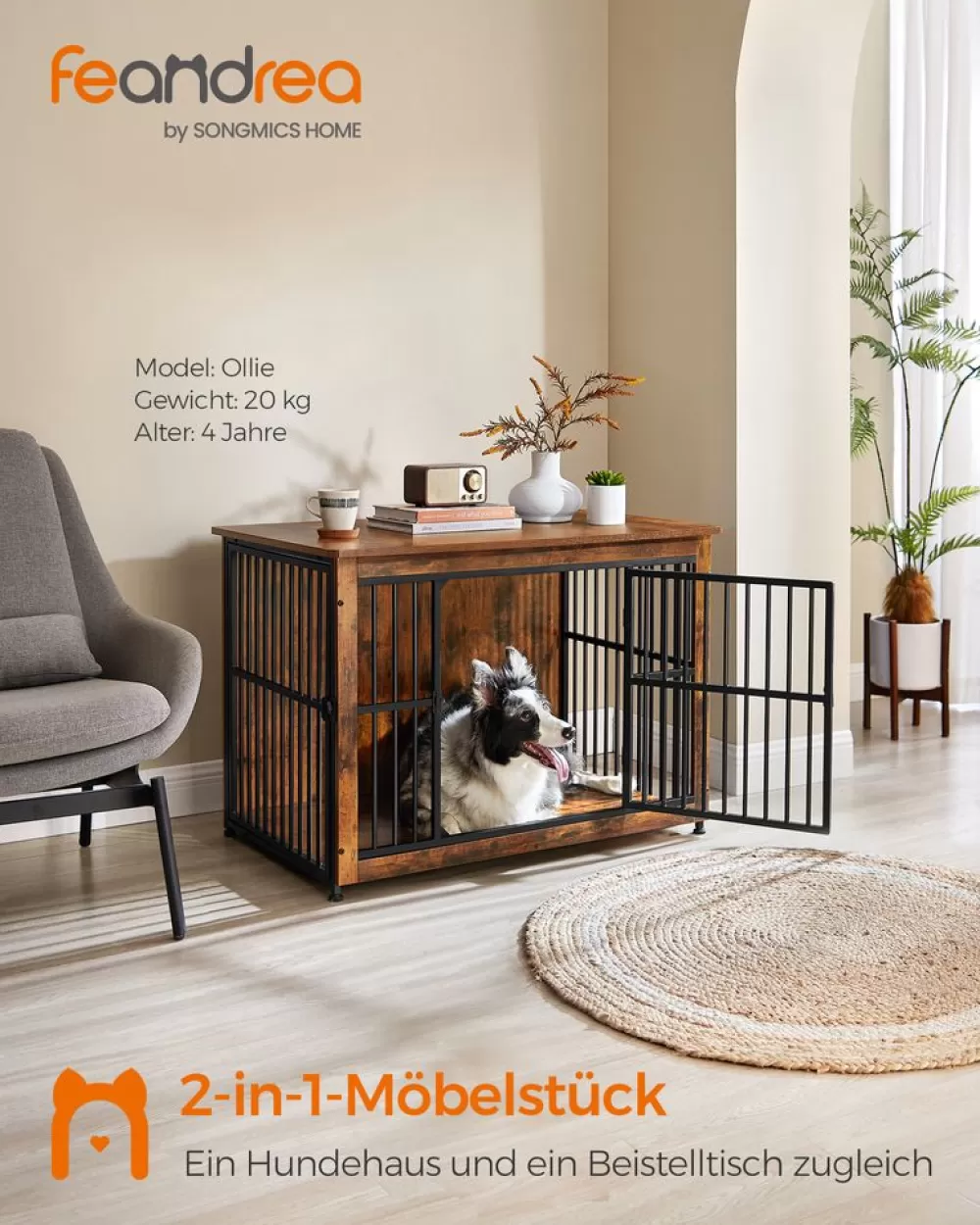 Store SONGMICS Hundekäfig bis zu 32 kg mit 2 Türen