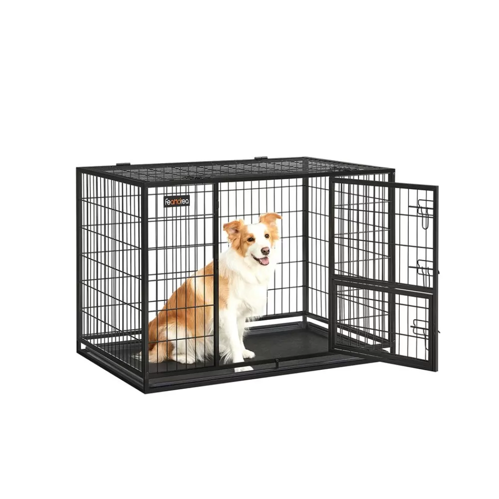 Discount SONGMICS Hundekäfig mit 2 Türen 107 x 70 x 74,9 cm