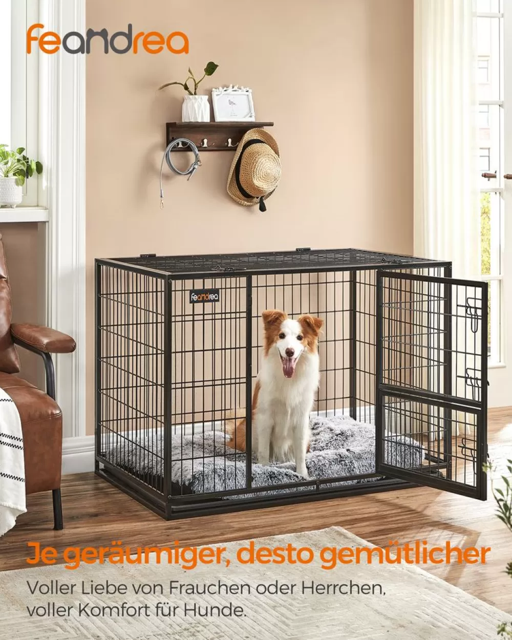 Discount SONGMICS Hundekäfig mit 2 Türen 107 x 70 x 74,9 cm