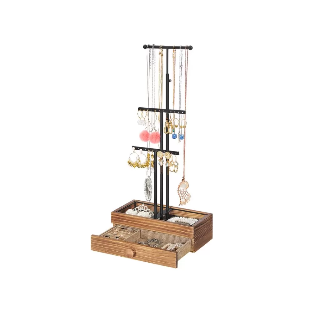 Sale SONGMICS 2-in-1 Schmuckhalter Dunkelbraun-schwarz