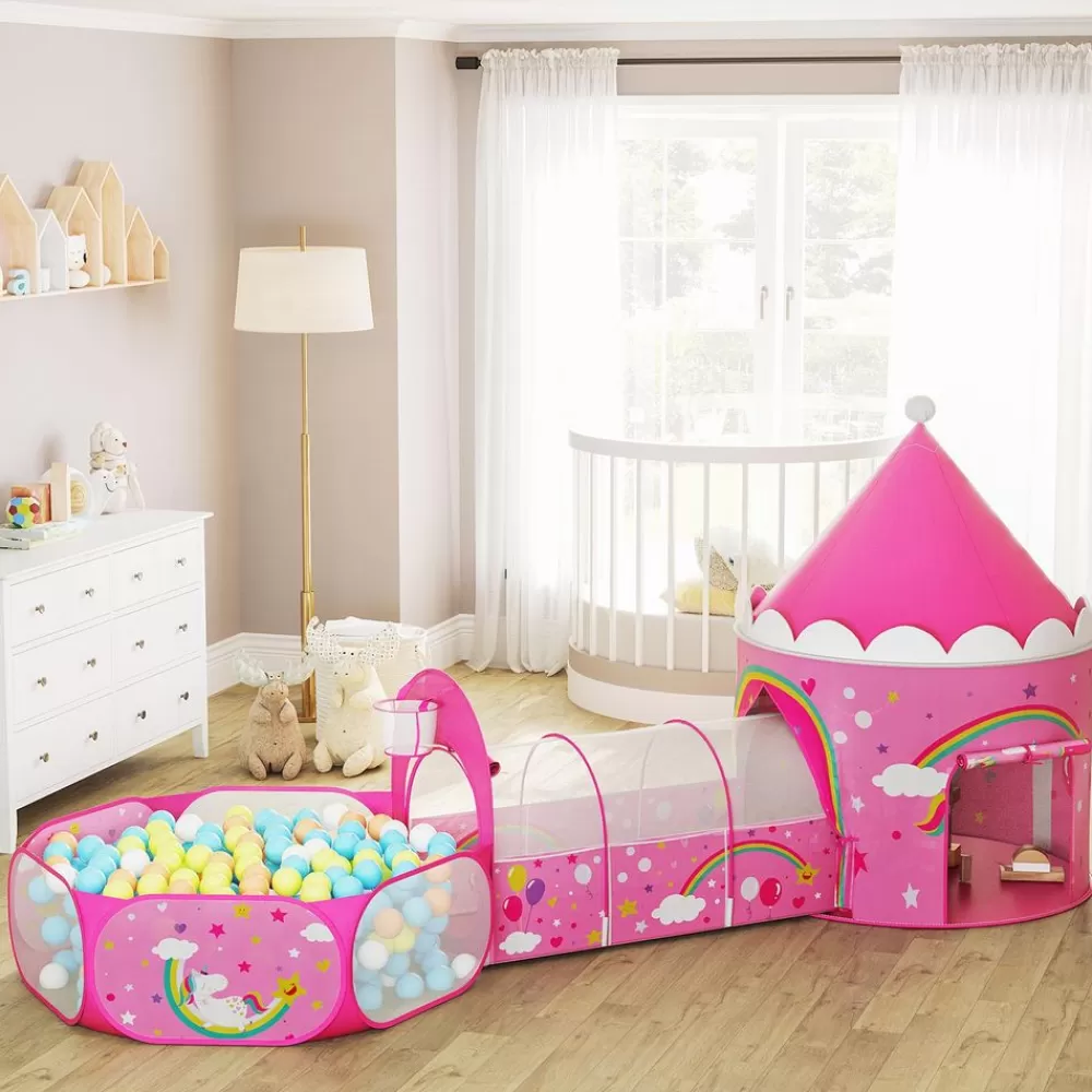 Shop SONGMICS 3-in-1 Spielzelt für Kinder Pink Rosa