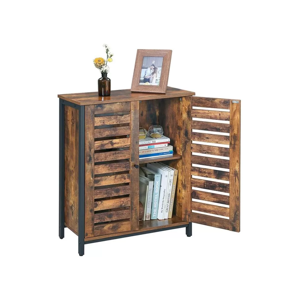 Best SONGMICS Industrial Look Sideboard mit 2 Lamellentüren