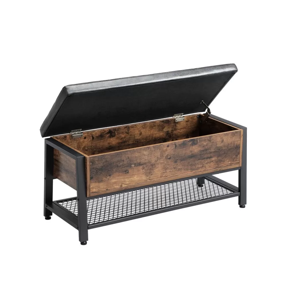 Cheap SONGMICS Industrial Look Sitzbank mit Stauraum vintagebraun-schwarz