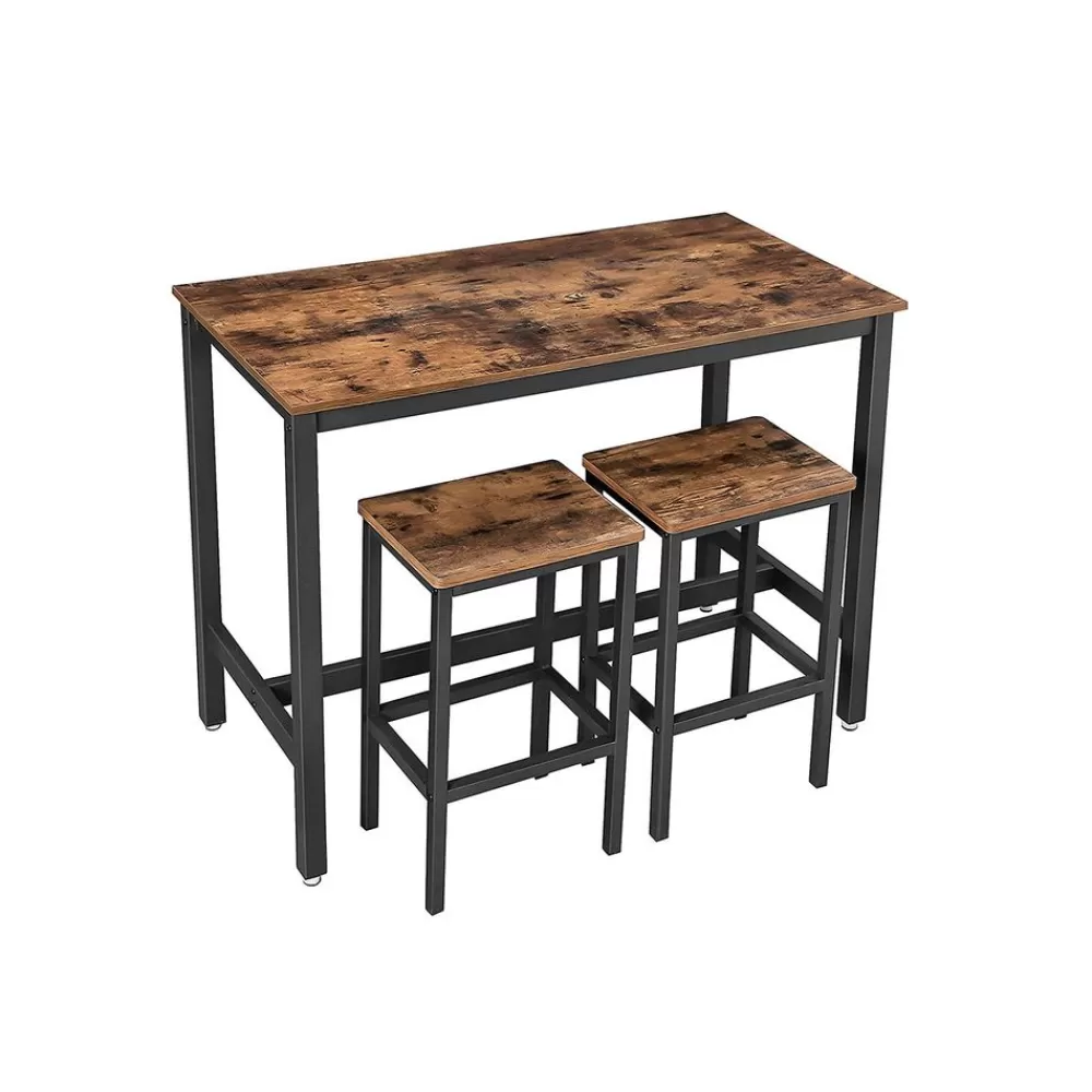 Sale SONGMICS Industrial Look Stehtisch mit 2 Barhockern