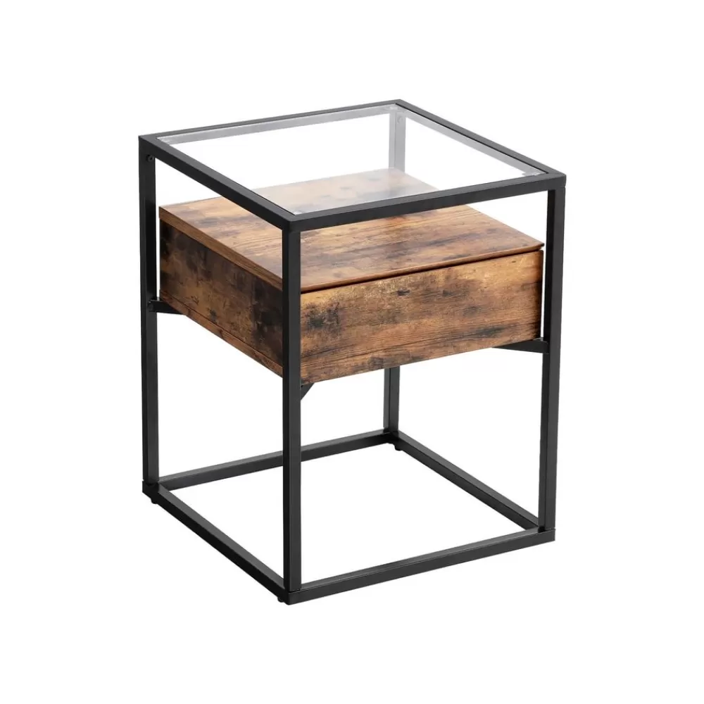 Best SONGMICS Industrie-Design Beistelltisch aus Glas