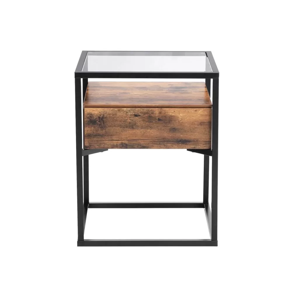Best SONGMICS Industrie-Design Beistelltisch aus Glas