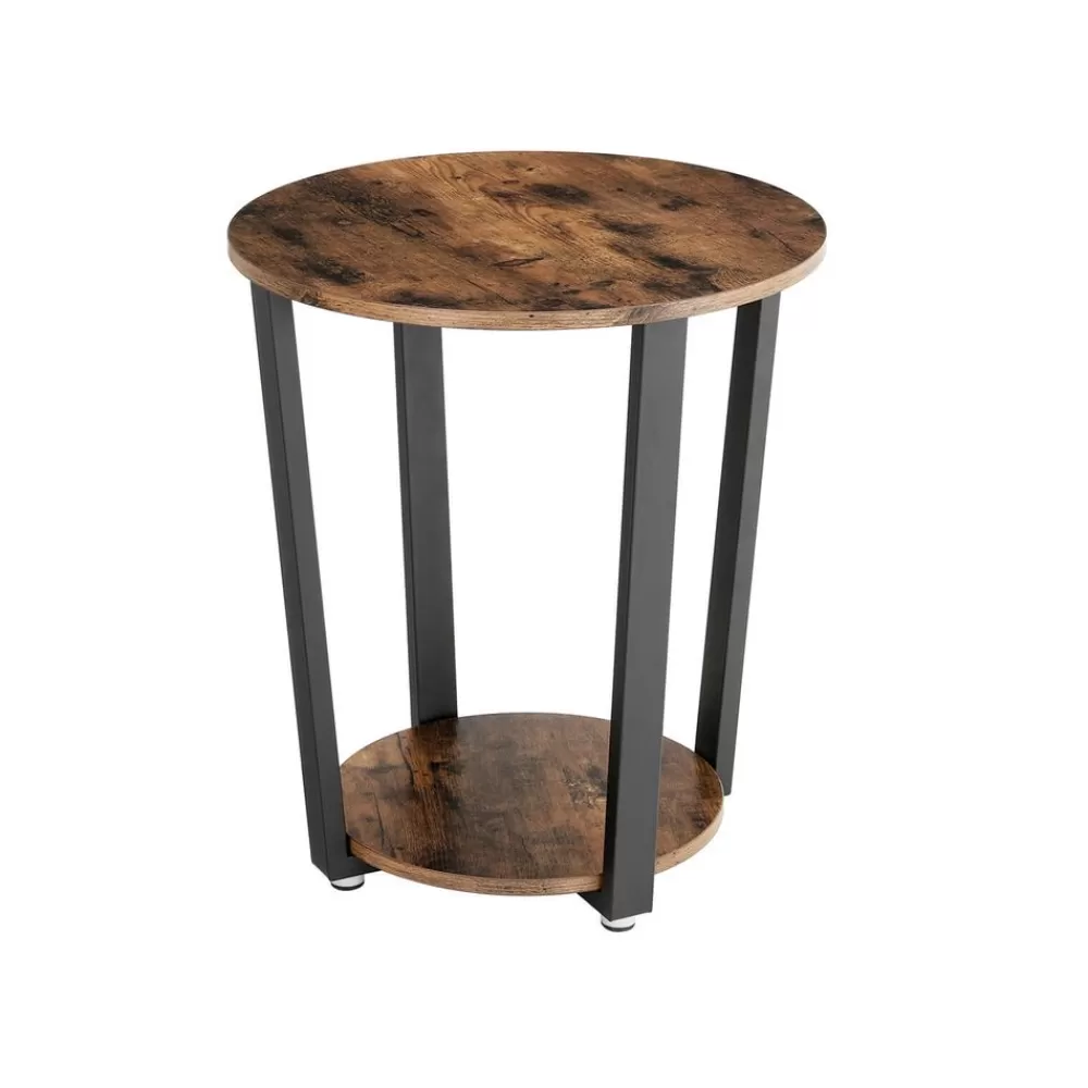Best SONGMICS Industrie-Design Beistelltisch rund vintagebraun-schwarz