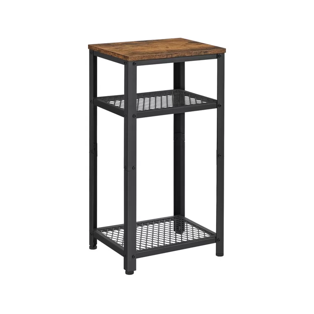 New SONGMICS Industrie-Design Beistelltisch schmal Vintagebraun + Schwarz