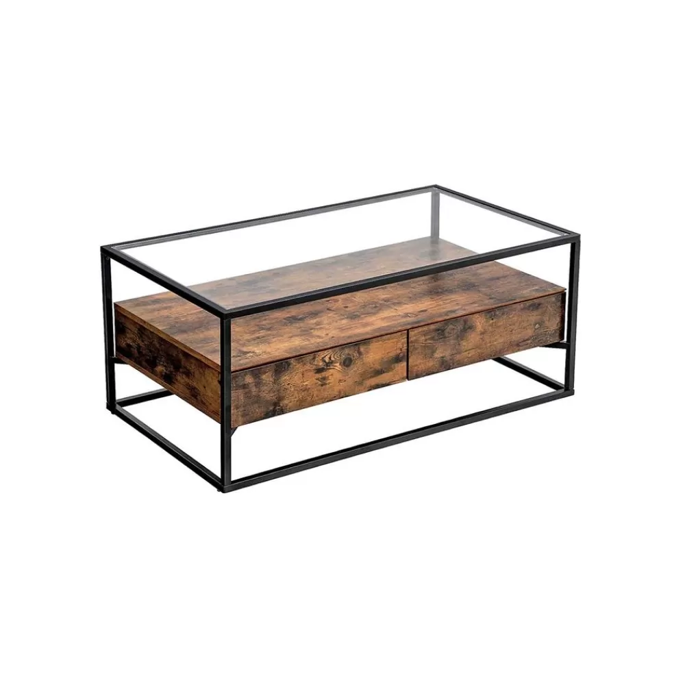 Outlet SONGMICS Industrie-Design Couchtisch Glas