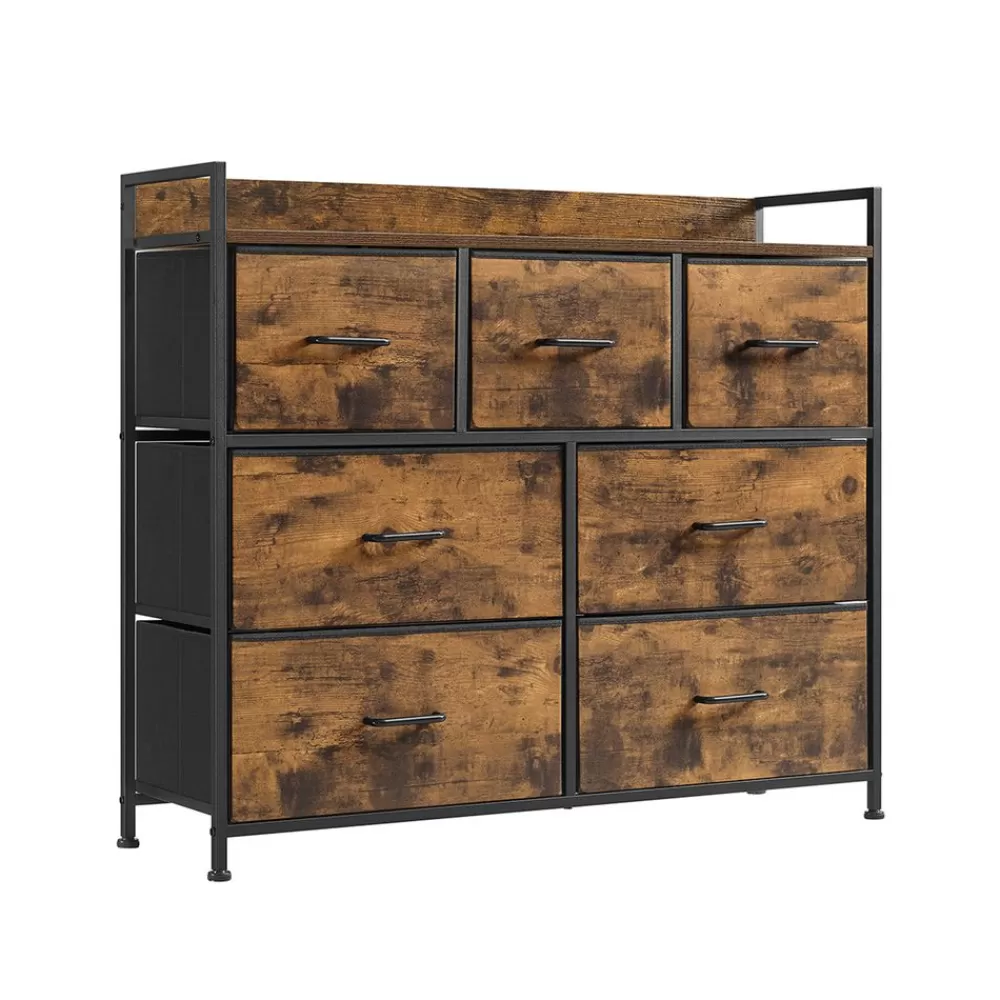 Discount SONGMICS Industrie-Design Kommode mit 7 Stoffschubladen