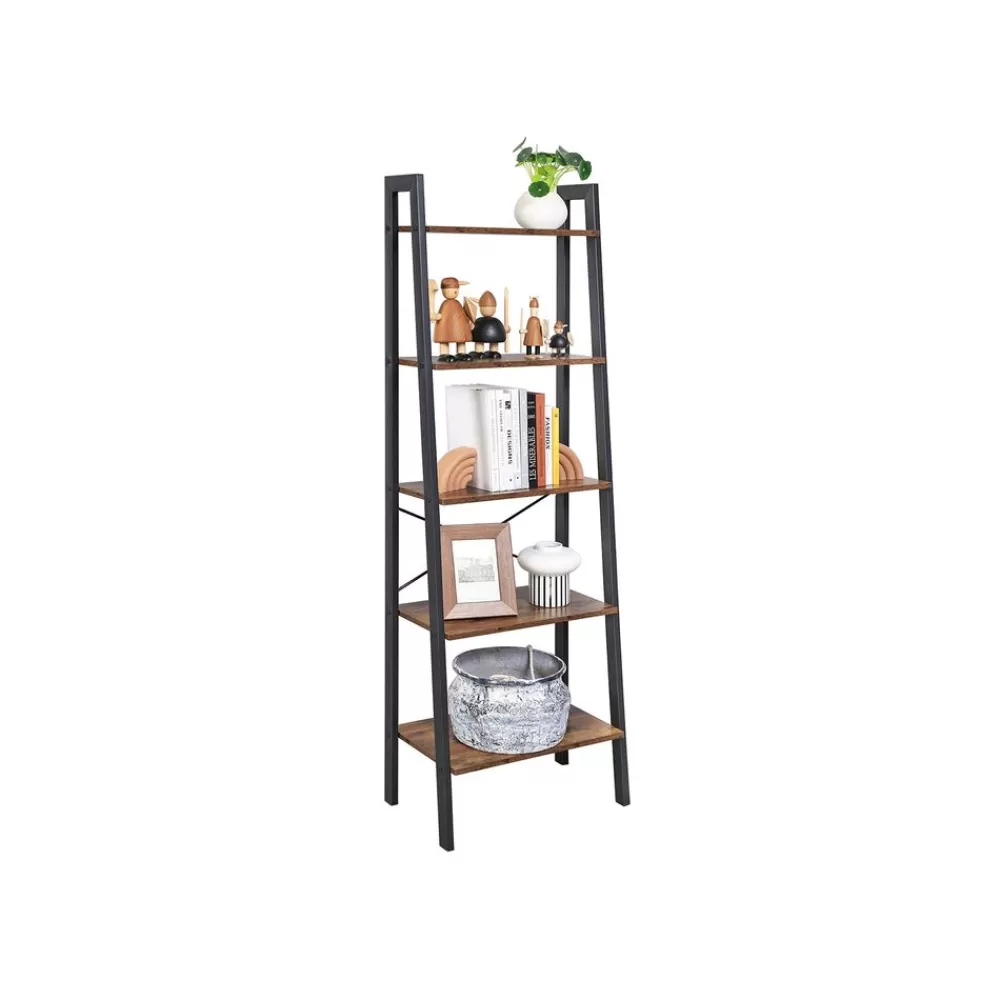 Cheap SONGMICS Industrie-Design Leiterregal 5 Ablagen vintagebraun-schwarz