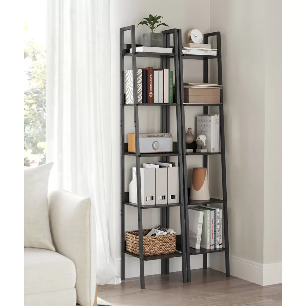 industriedesign_leiterregal_mit__ablagen_11.webp Store SONGMICS Industrie-Design Leiterregal mit 5 Ablagen