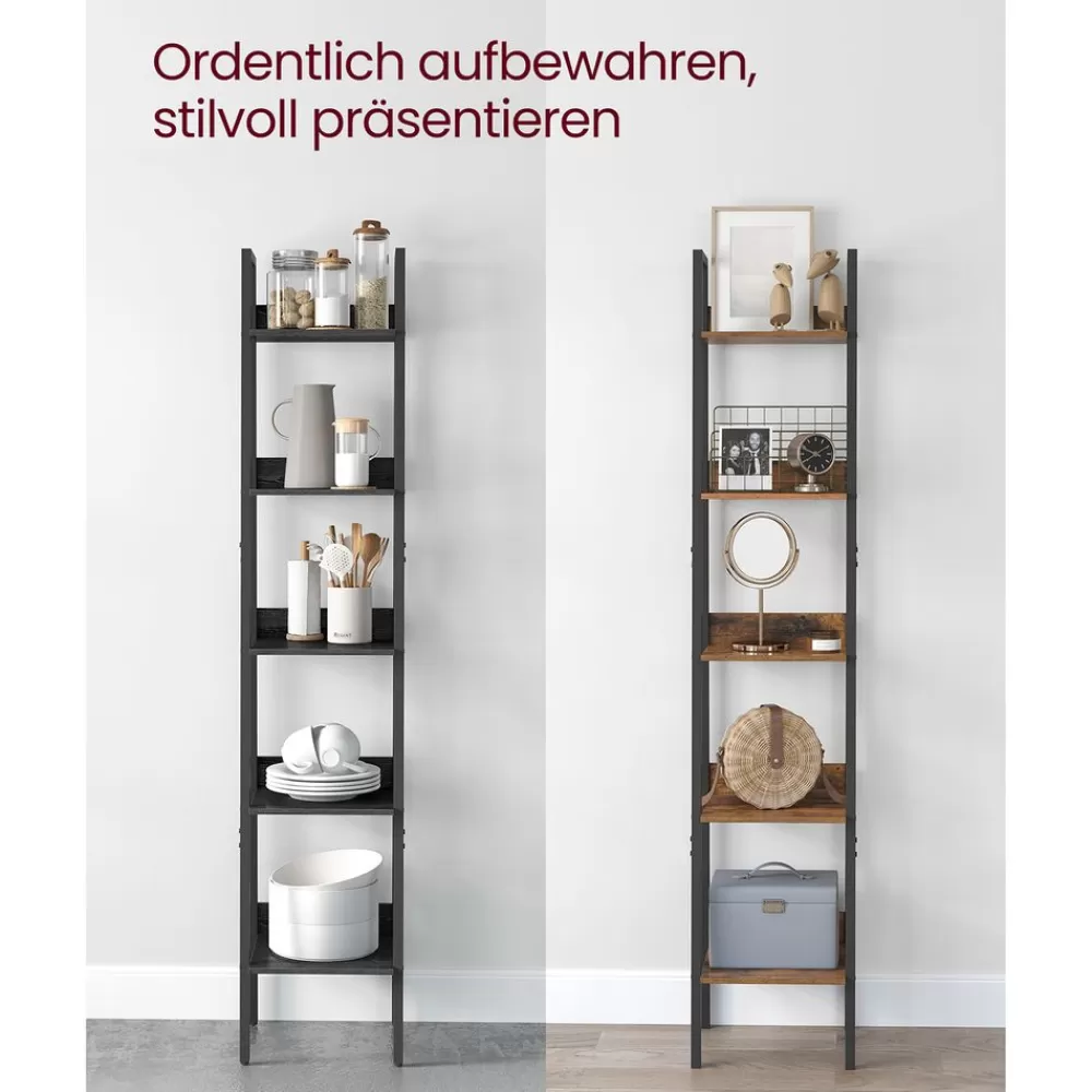 industriedesign_leiterregal_mit__ablagen_17.webp Store SONGMICS Industrie-Design Leiterregal mit 5 Ablagen