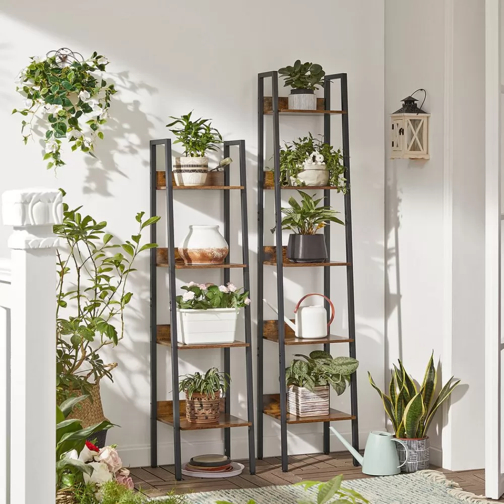 industriedesign_leiterregal_mit__ablagen_3.webp Store SONGMICS Industrie-Design Leiterregal mit 5 Ablagen