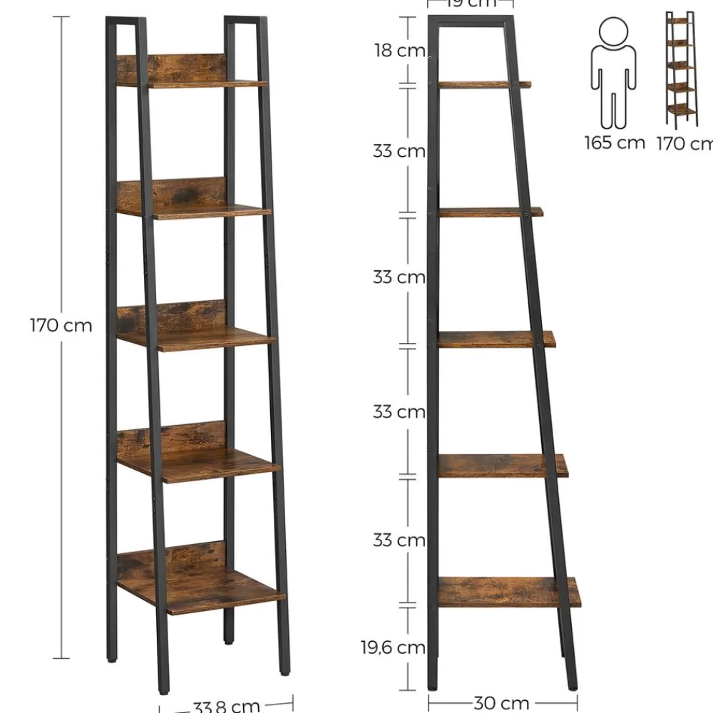 industriedesign_leiterregal_mit__ablagen_6.webp Store SONGMICS Industrie-Design Leiterregal mit 5 Ablagen