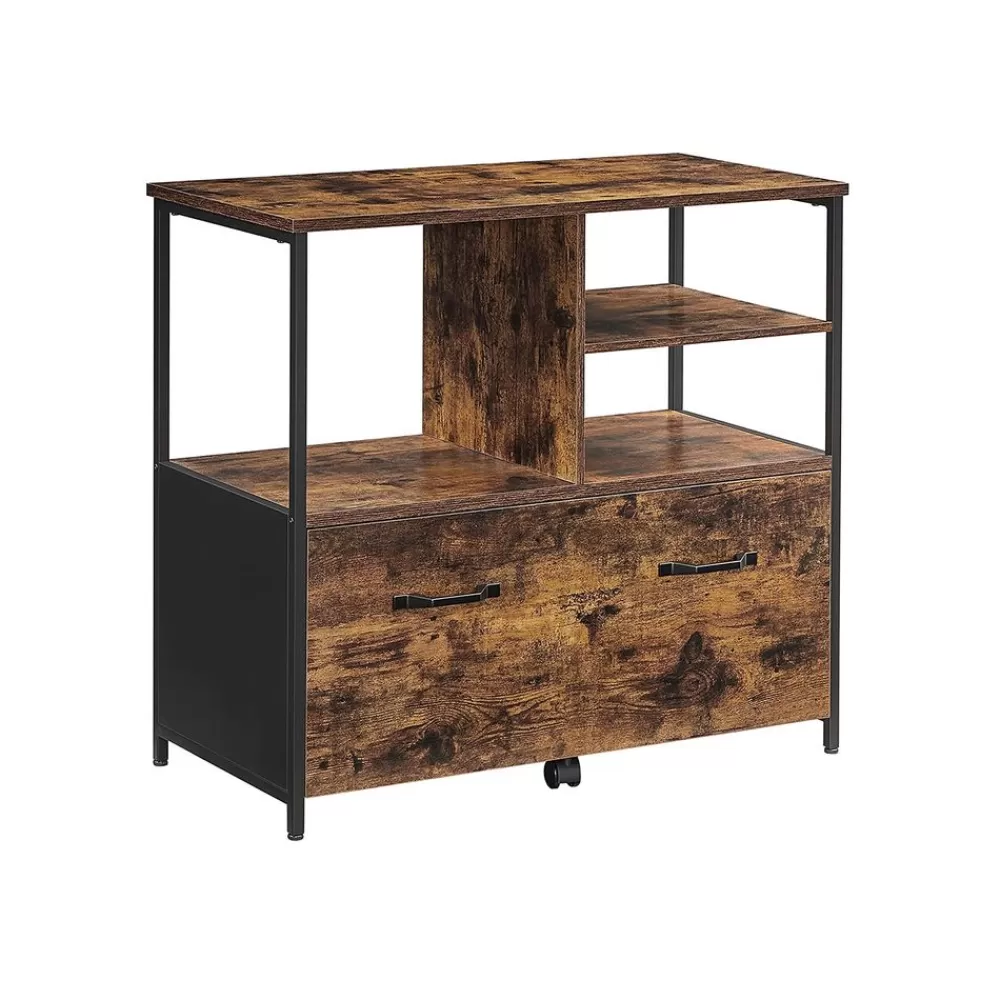 Best SONGMICS Industriestil Aktenschrank Vintagebraun-Schwarz