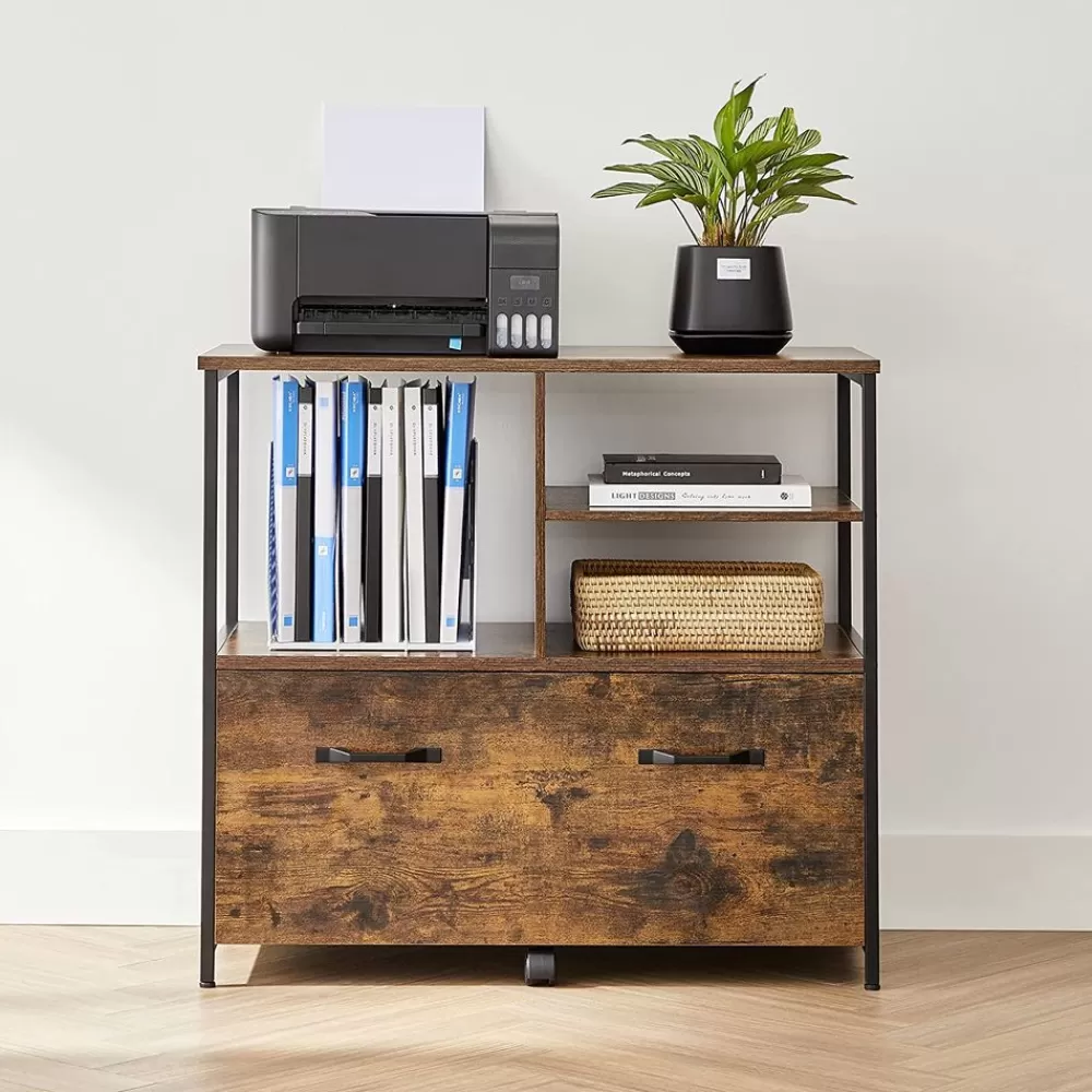 Best SONGMICS Industriestil Aktenschrank Vintagebraun-Schwarz