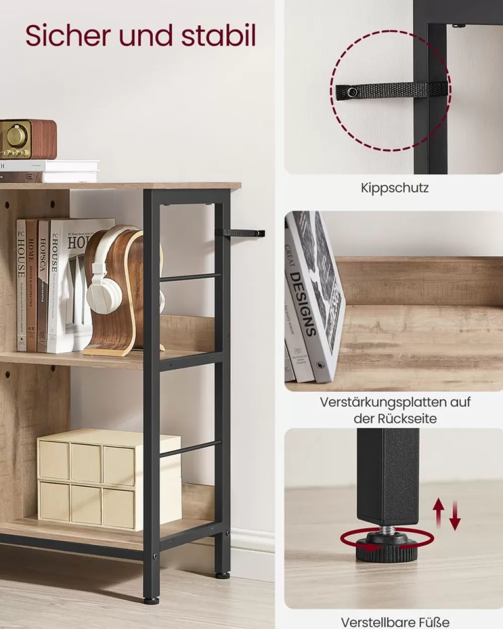 industriestil_bcherregal_vintagebraunschwarz_11.webp Best Sale SONGMICS Industriestil Bücherregal Vintagebraun-Schwarz