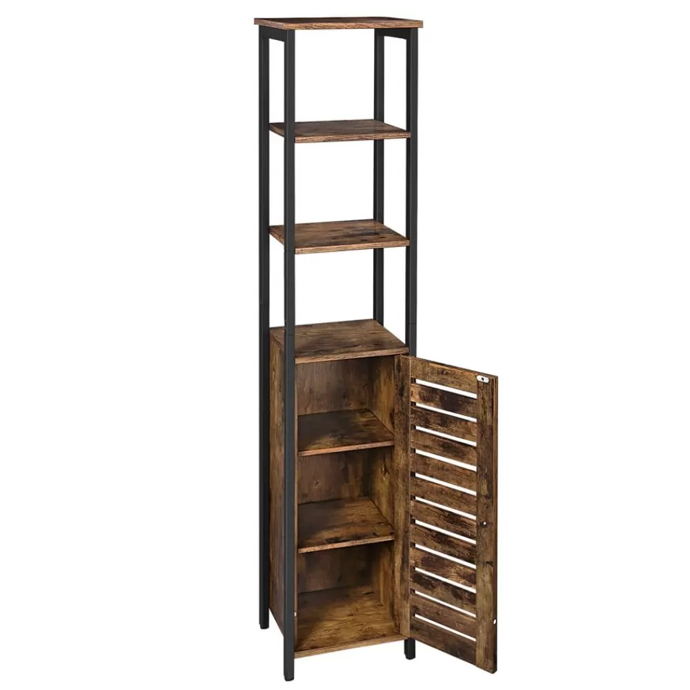 Shop SONGMICS Industriestil Hochschrank Lamellentür vintagebraun-schwarz