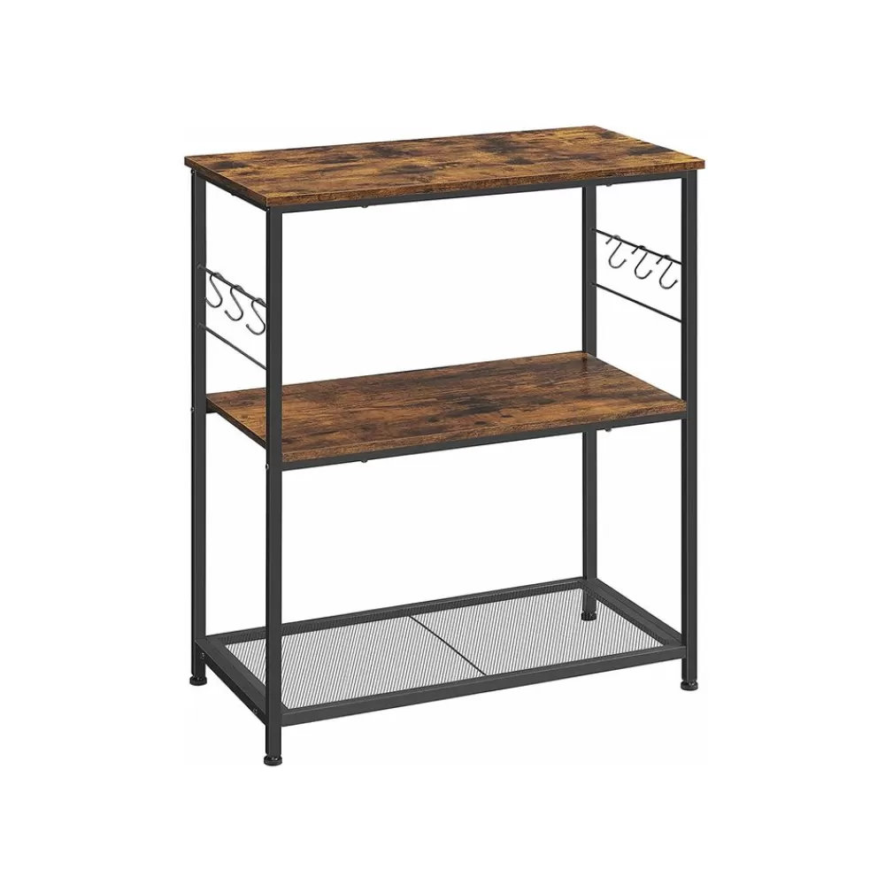 Shop SONGMICS Industriestil Küchenregal mit Haken vintagebraun-schwarz