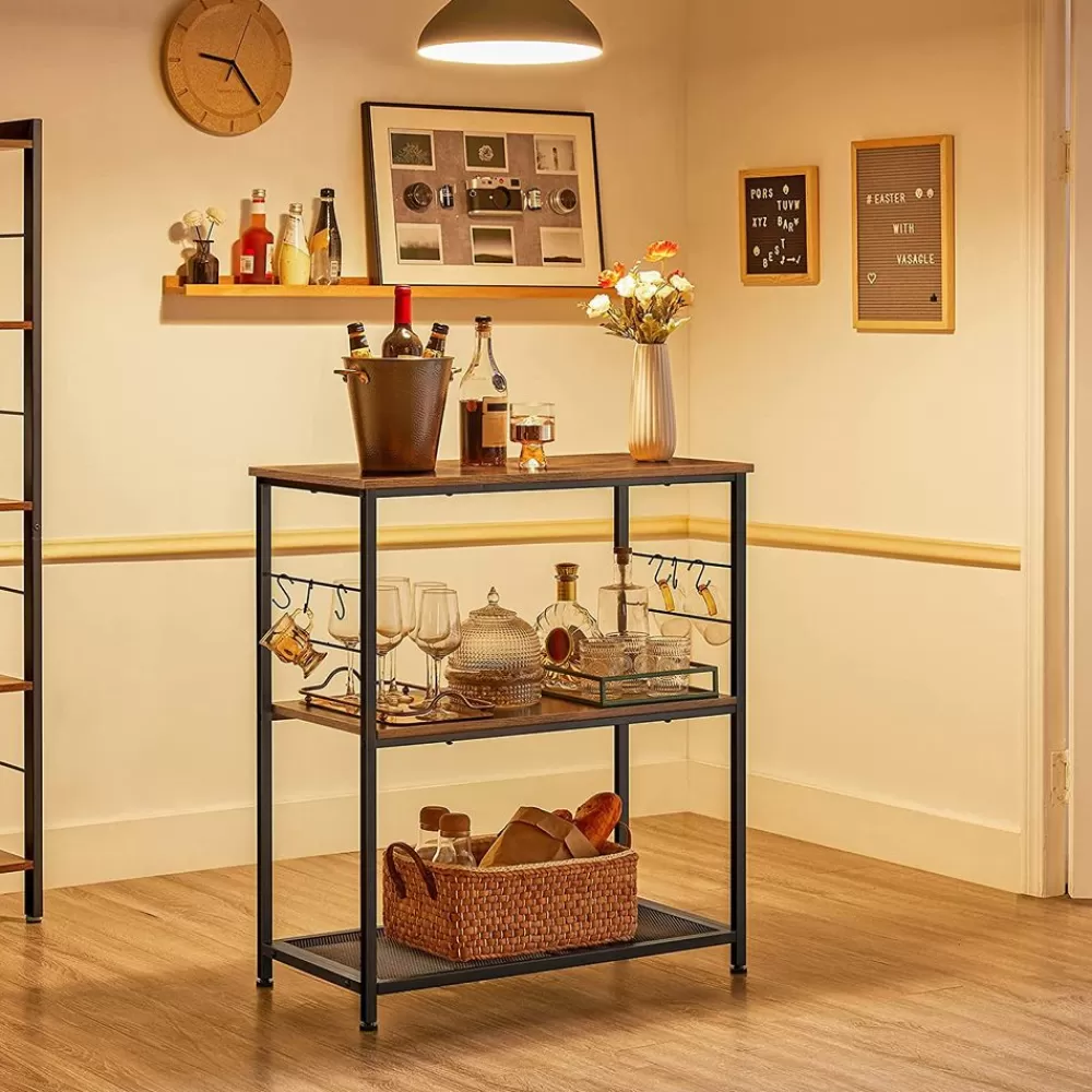 Shop SONGMICS Industriestil Küchenregal mit Haken vintagebraun-schwarz