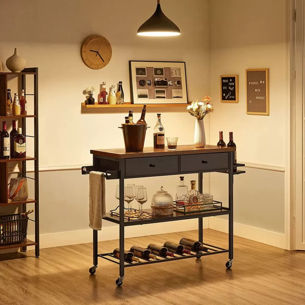 industriestil_kchenwagen_auf_rollen_2.webp Cheap SONGMICS Industriestil Küchenwagen auf Rollen vintagebraun-schwarz