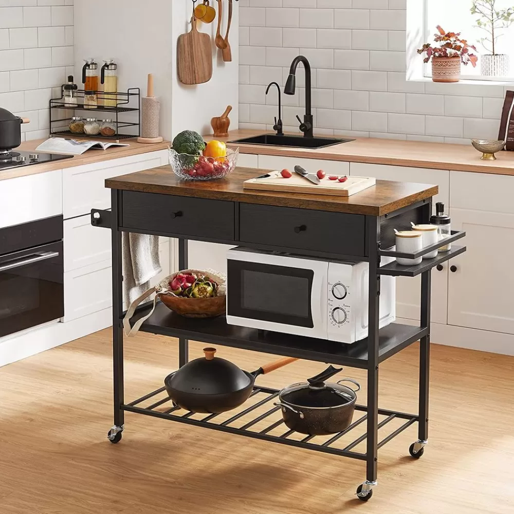 industriestil_kchenwagen_auf_rollen_3.webp Cheap SONGMICS Industriestil Küchenwagen auf Rollen vintagebraun-schwarz