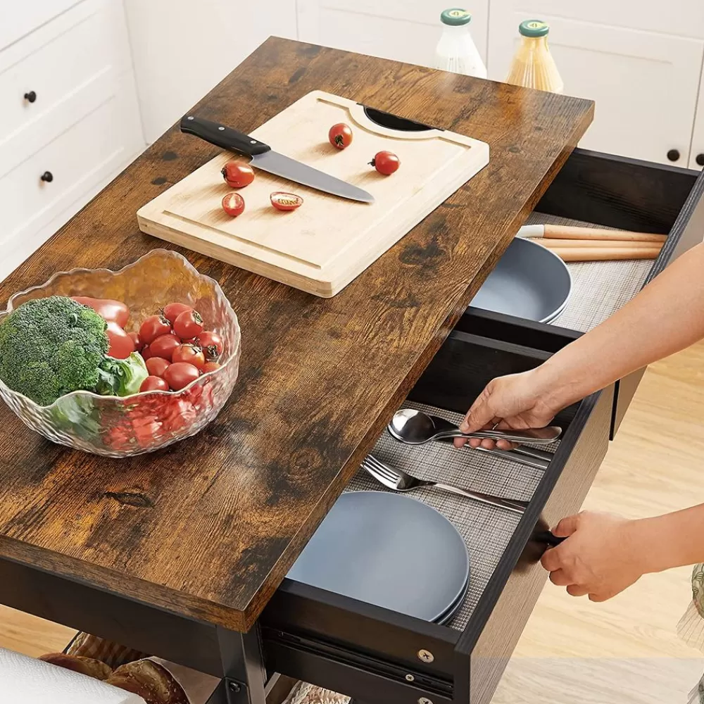 industriestil_kchenwagen_auf_rollen_4.webp Cheap SONGMICS Industriestil Küchenwagen auf Rollen vintagebraun-schwarz