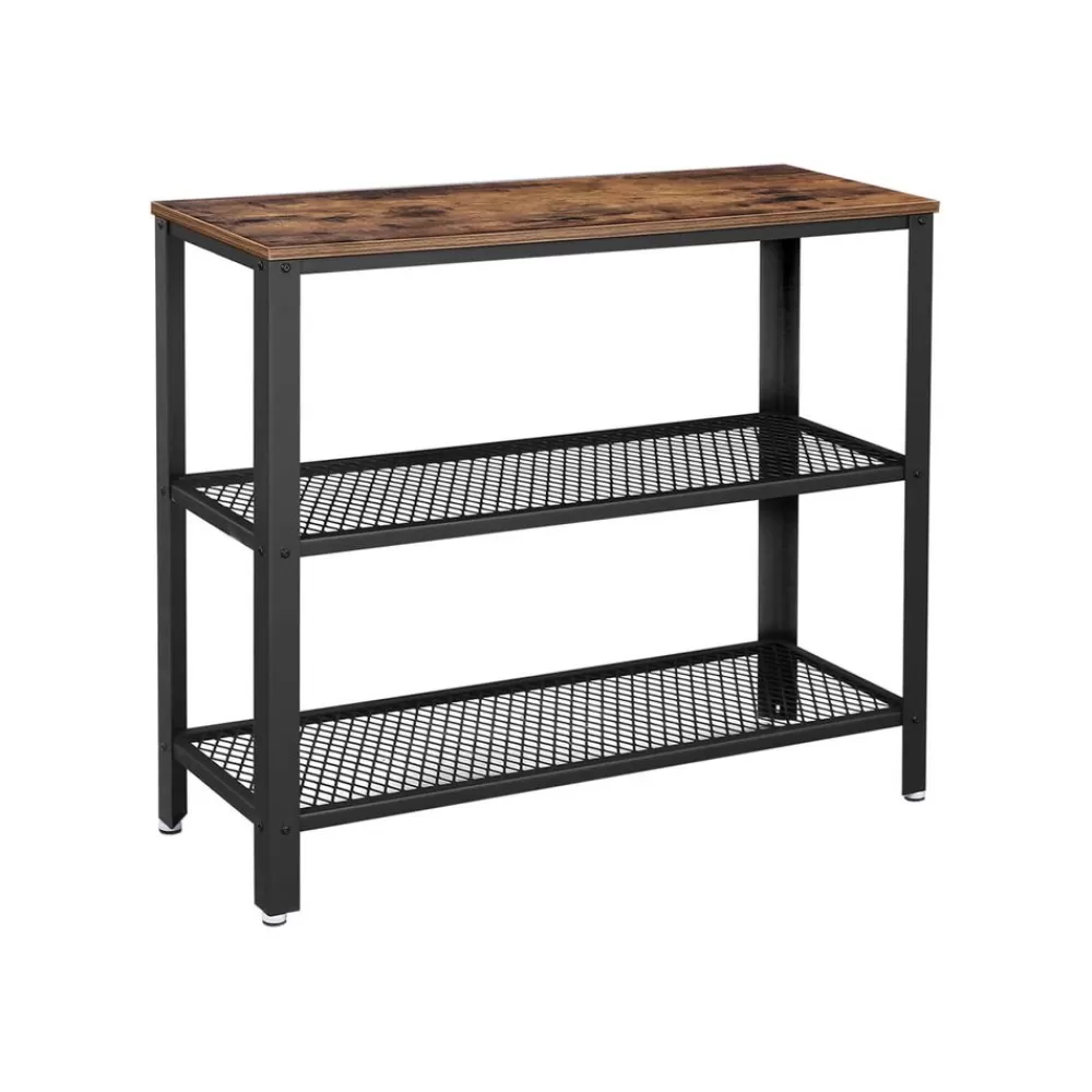 Cheap SONGMICS Industriestil Konsolentisch mit 3 Ebenen vintagebraun-schwarz
