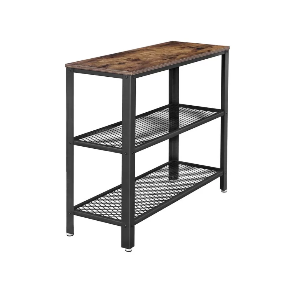 Cheap SONGMICS Industriestil Konsolentisch mit 3 Ebenen vintagebraun-schwarz