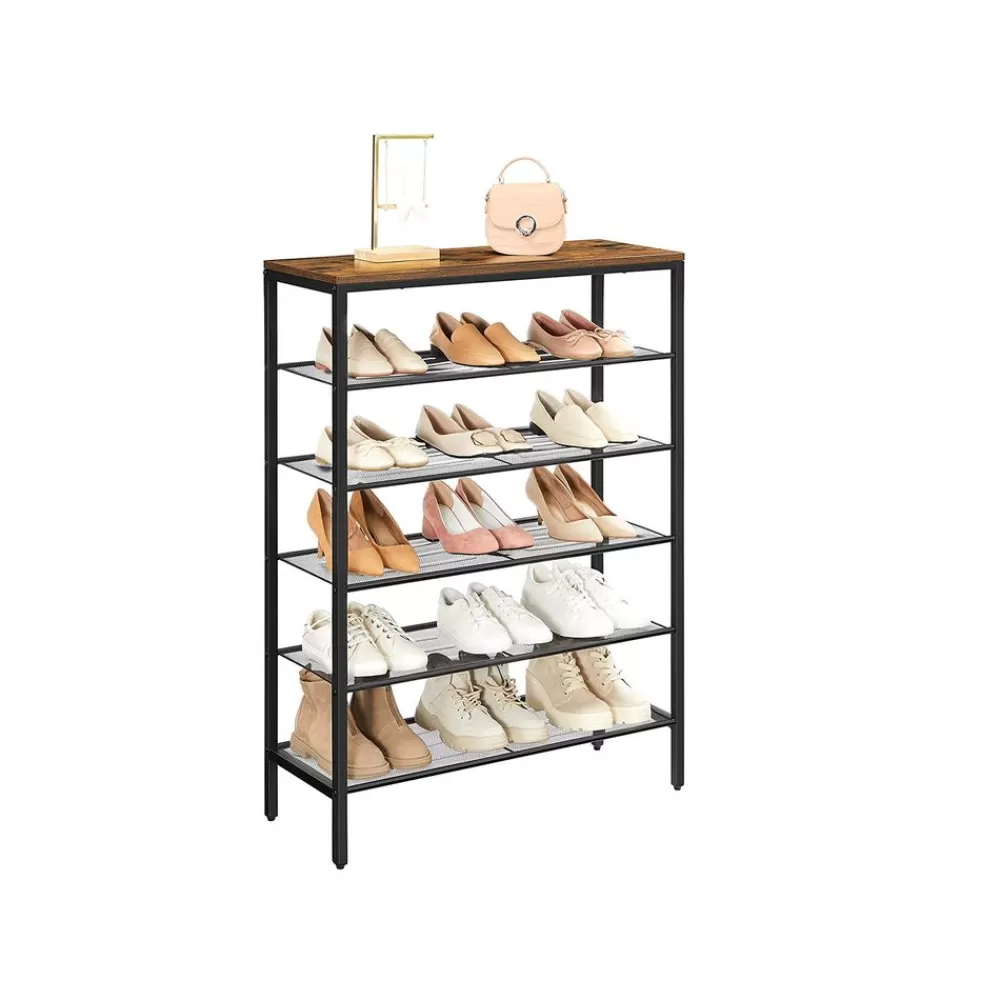 Store SONGMICS Industriestil Schuhregal mit 6 Ebenen