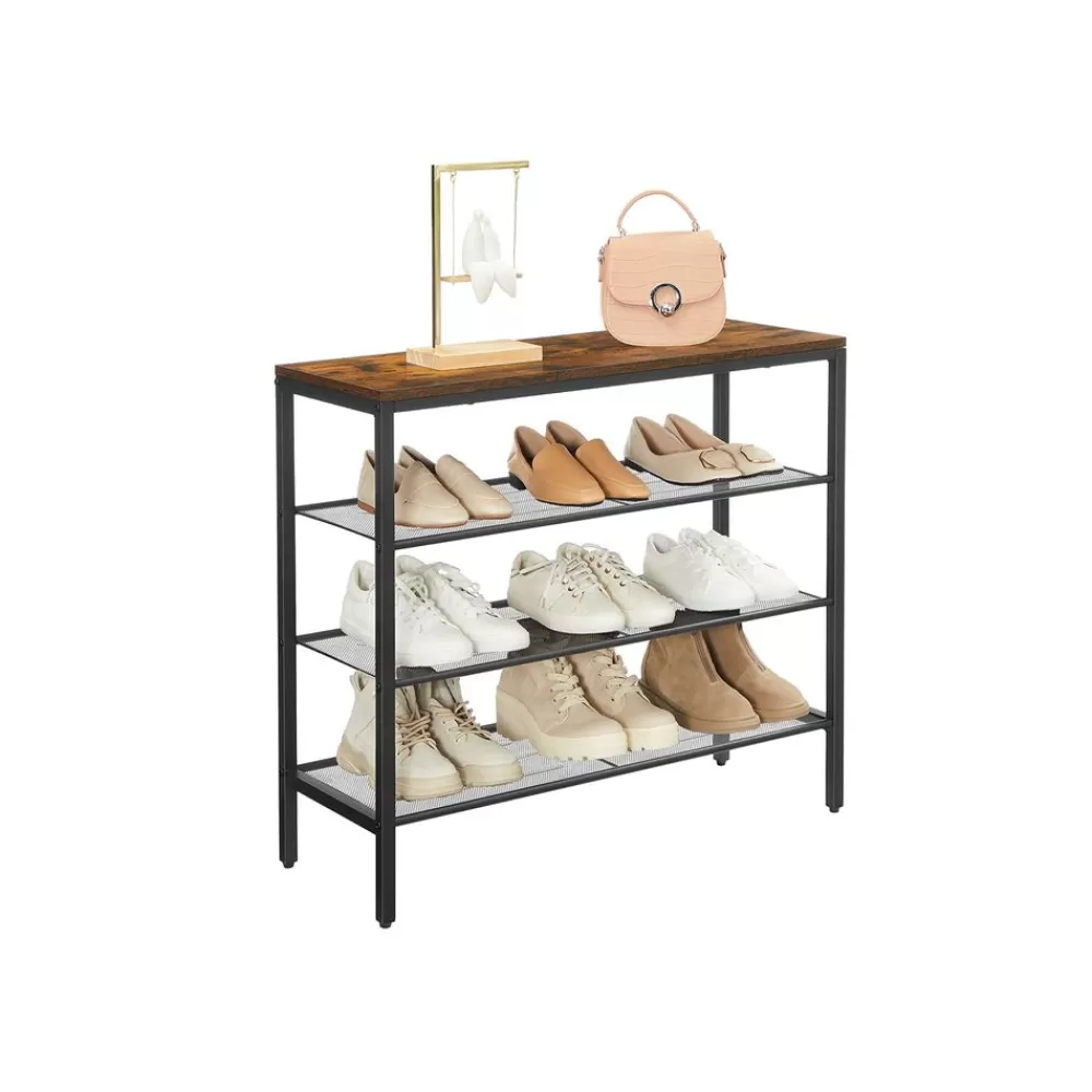 Discount SONGMICS Industriestil Schuhregal mit 4 Ebenen