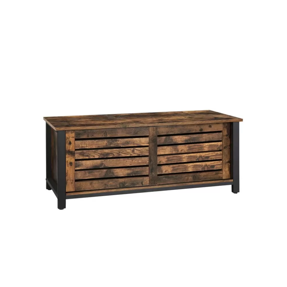 Best SONGMICS Industriestil TV-Schrank mit Lamellentüren vintagebraun-schwarz