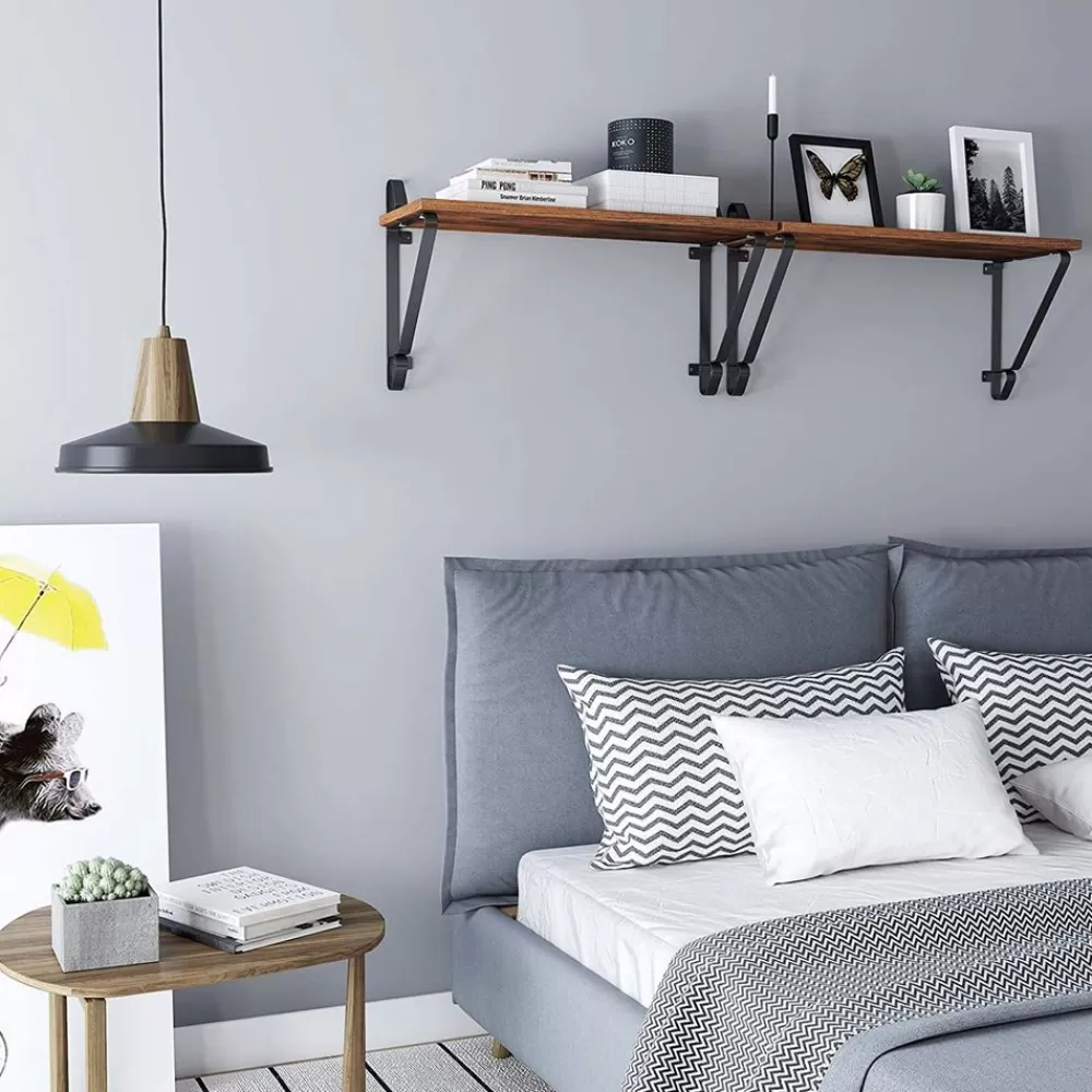 industriestil_wandregal_er_set_3.webp Best Sale SONGMICS Industriestil Wandregal 2er Set vintagebraun-schwarz