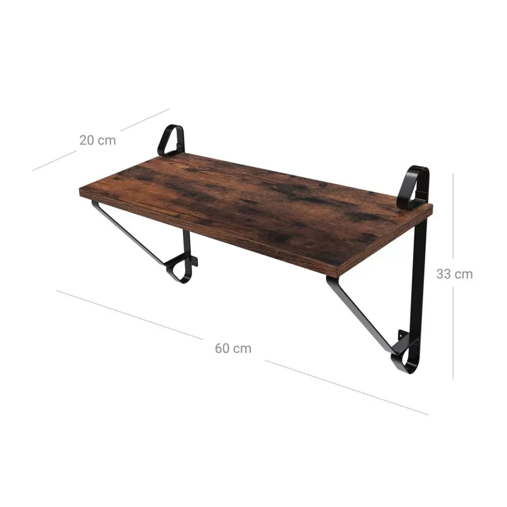 industriestil_wandregal_er_set_6.webp Best Sale SONGMICS Industriestil Wandregal 2er Set vintagebraun-schwarz