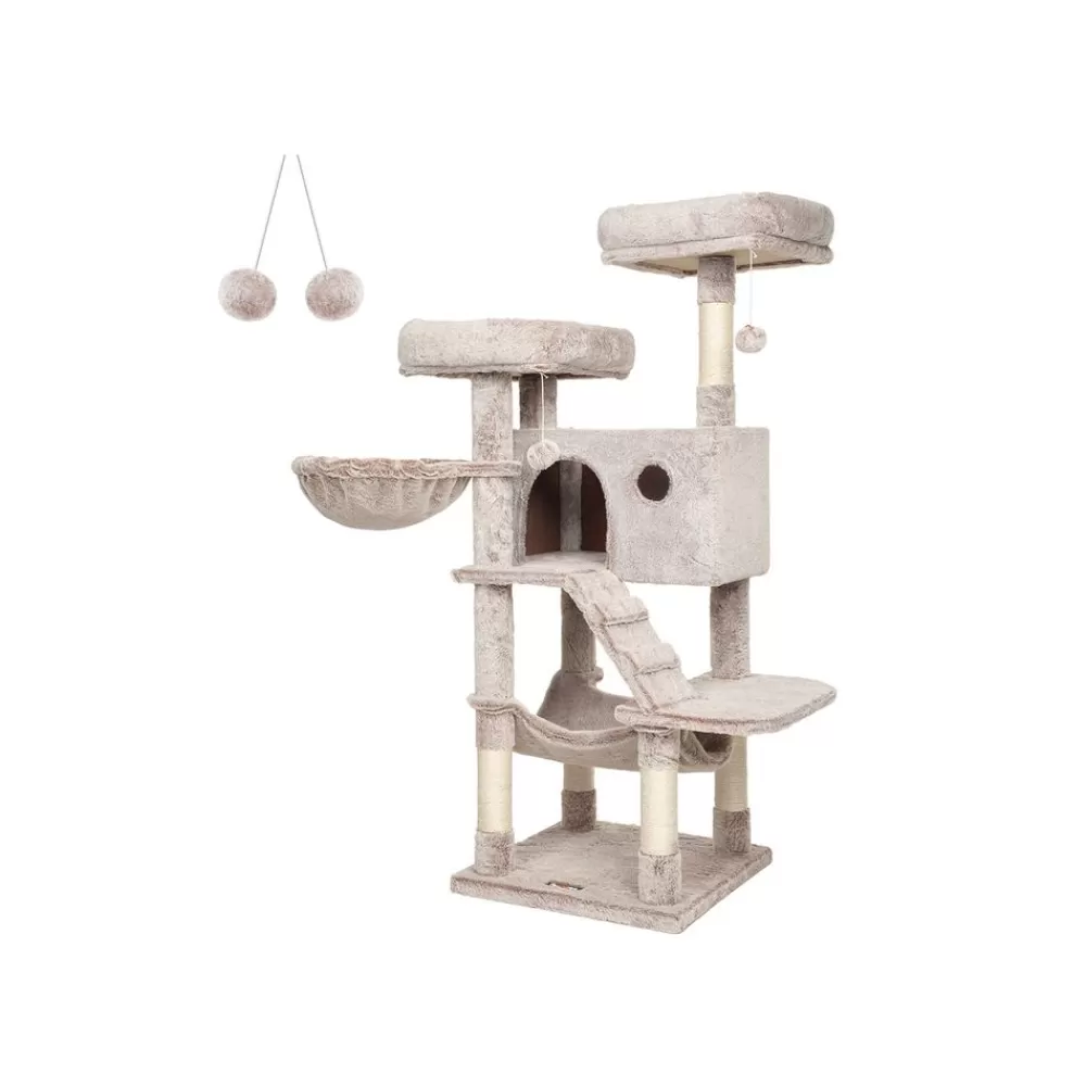 Flash Sale SONGMICS Katzenbaum mit weichem Bezug Hellbraun