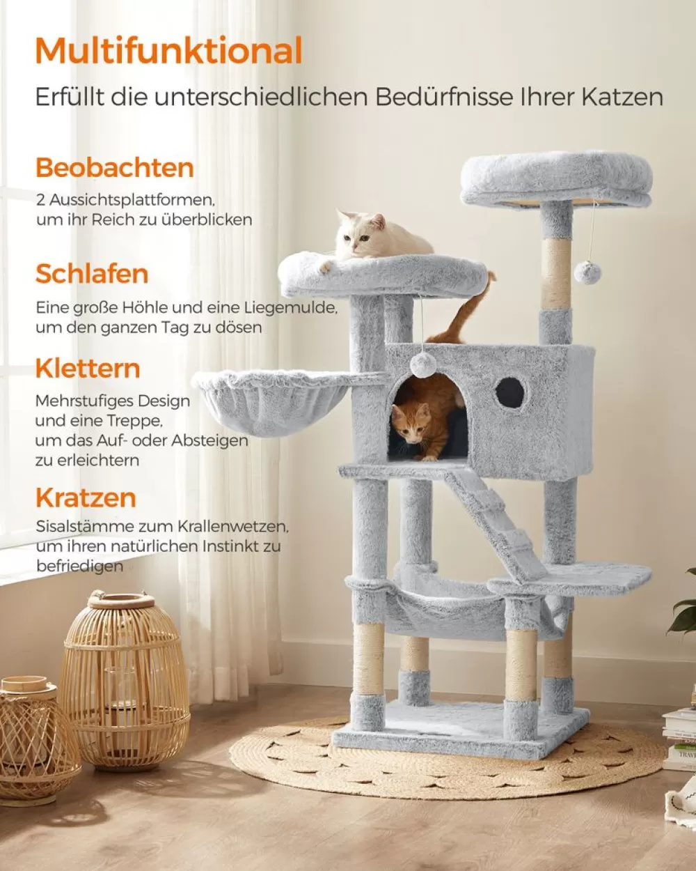 katzenbaum_mit_weichem_bezug_hellbraun_10.webp Flash Sale SONGMICS Katzenbaum mit weichem Bezug Hellbraun