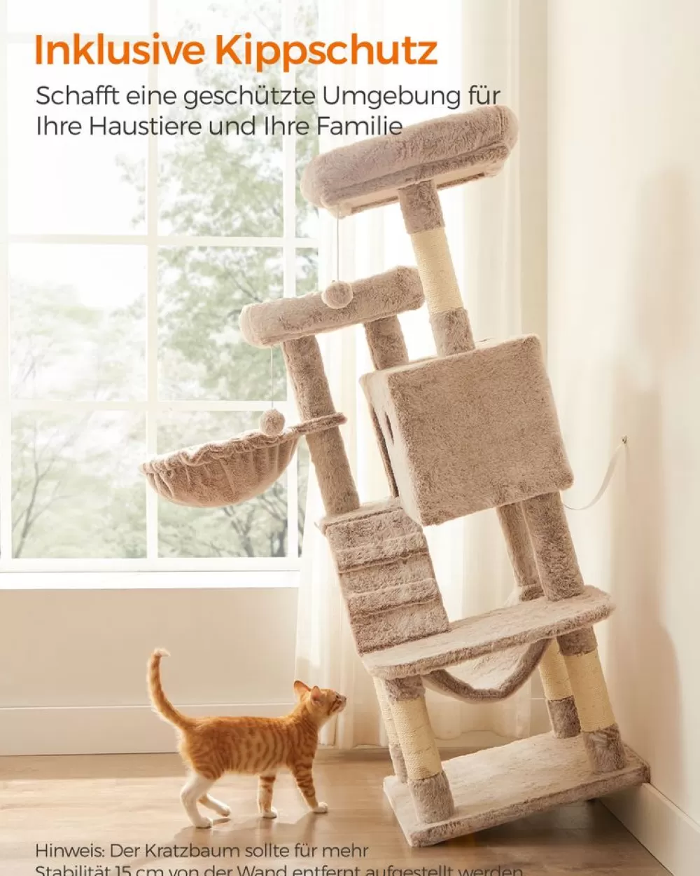 katzenbaum_mit_weichem_bezug_hellbraun_6.webp Flash Sale SONGMICS Katzenbaum mit weichem Bezug Hellbraun