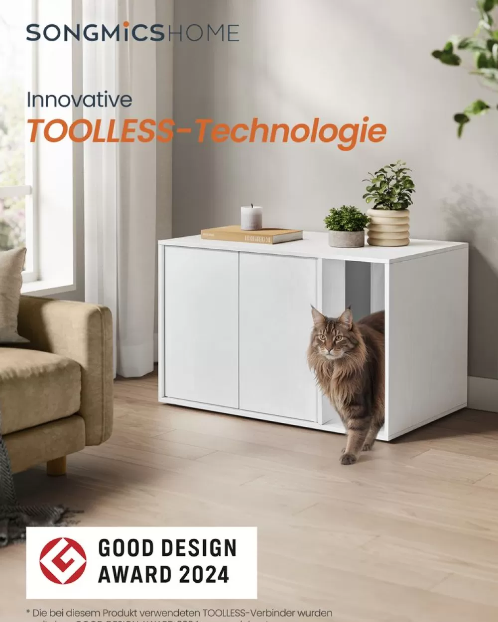 Cheap SONGMICS Katzenklo-Schrank mit Push-to-Open Türen für große Katzen