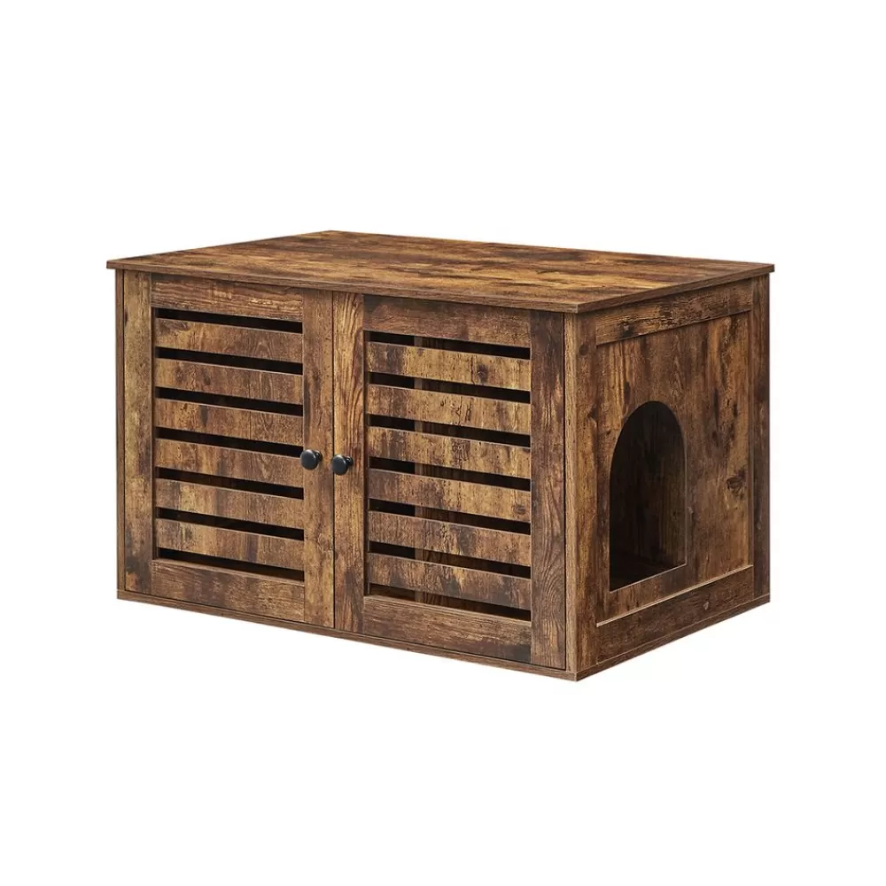 Best Sale SONGMICS Katzenklo-Schrank mit Türen vintagebraun-schwarz