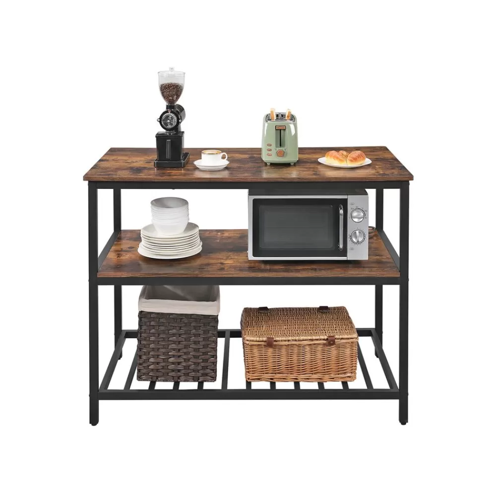 Flash Sale SONGMICS Kücheninsel mit 3 Regalablagen vintagebraun-schwarz