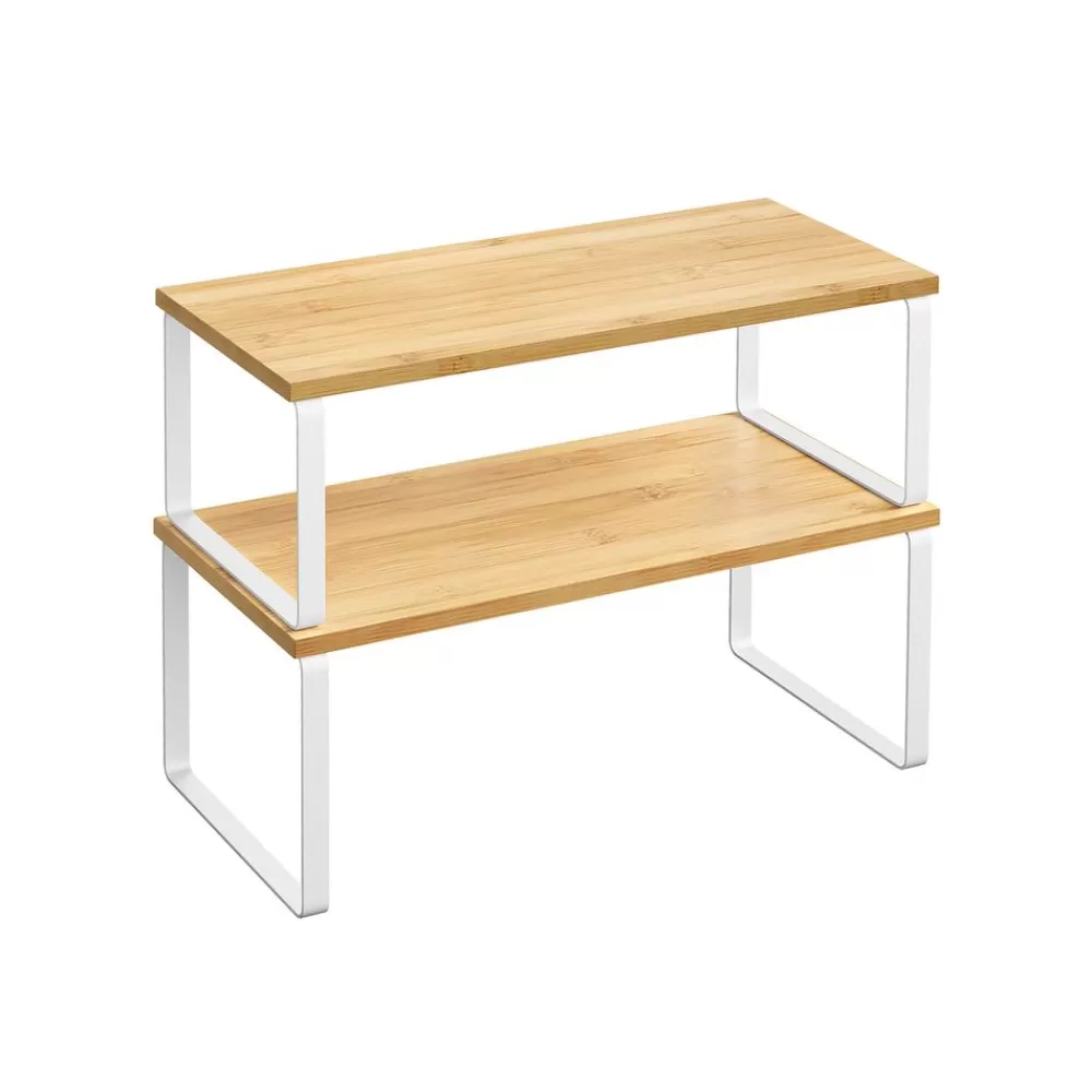 Outlet SONGMICS Küchen-Organizer 2er Set erweiterbar stapelbar wolkenweiß-naturbeige