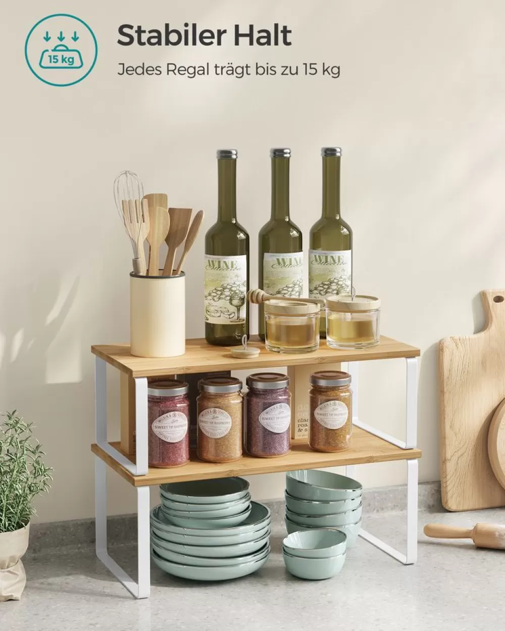 kchenorganizer_er_set_erweiterbar_stapelbar_wolkenweinaturbeige_3.webp Outlet SONGMICS Küchen-Organizer 2er Set erweiterbar stapelbar wolkenweiß-naturbeige