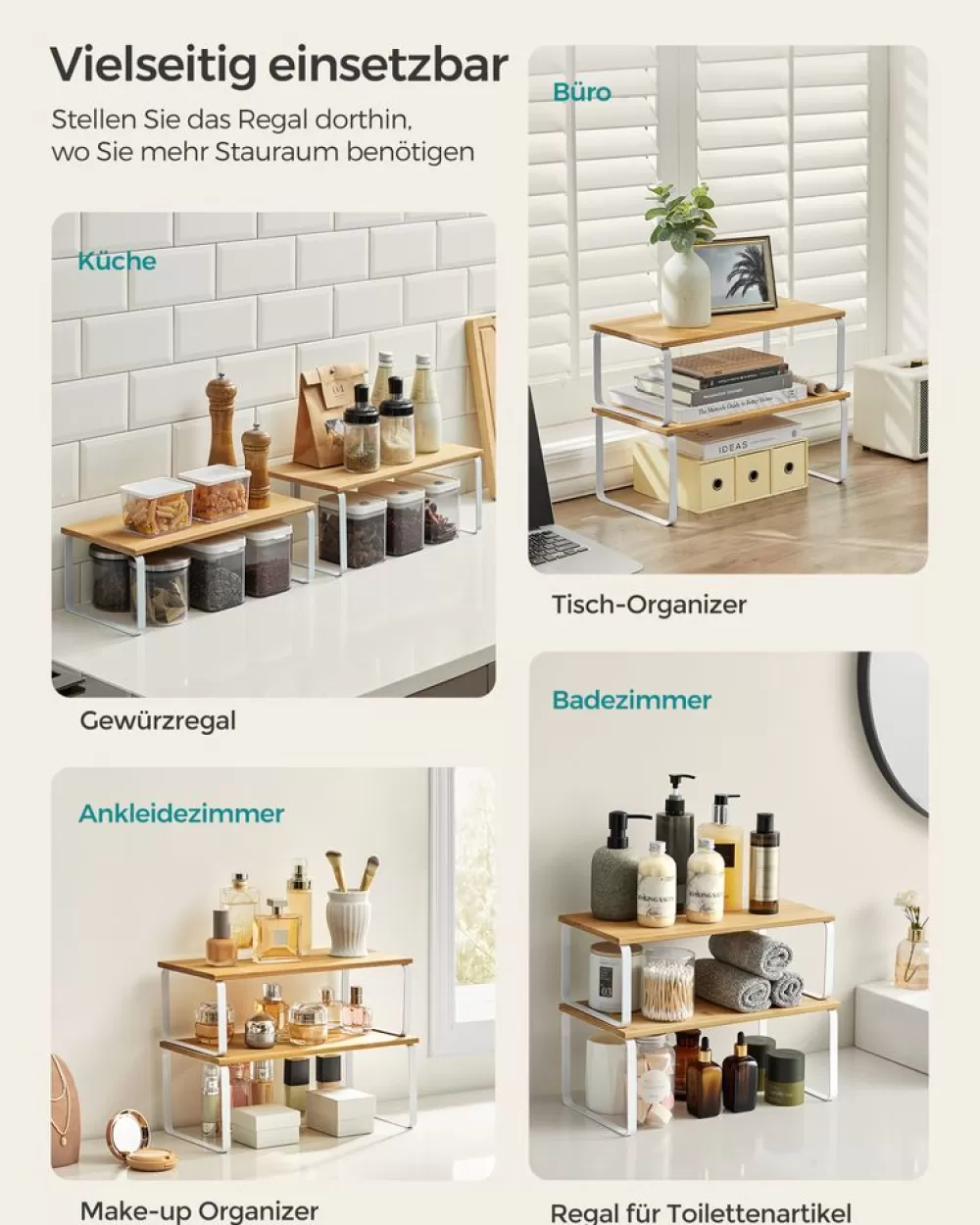 kchenorganizer_er_set_erweiterbar_stapelbar_wolkenweinaturbeige_4.webp Outlet SONGMICS Küchen-Organizer 2er Set erweiterbar stapelbar wolkenweiß-naturbeige