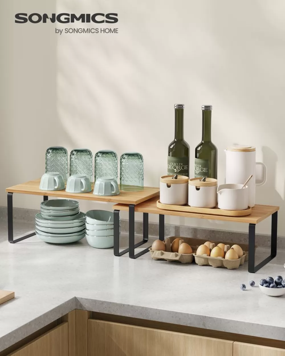 kchenorganizer_er_set_erweiterbar_stapelbar_wolkenweinaturbeige_8.webp Outlet SONGMICS Küchen-Organizer 2er Set erweiterbar stapelbar wolkenweiß-naturbeige