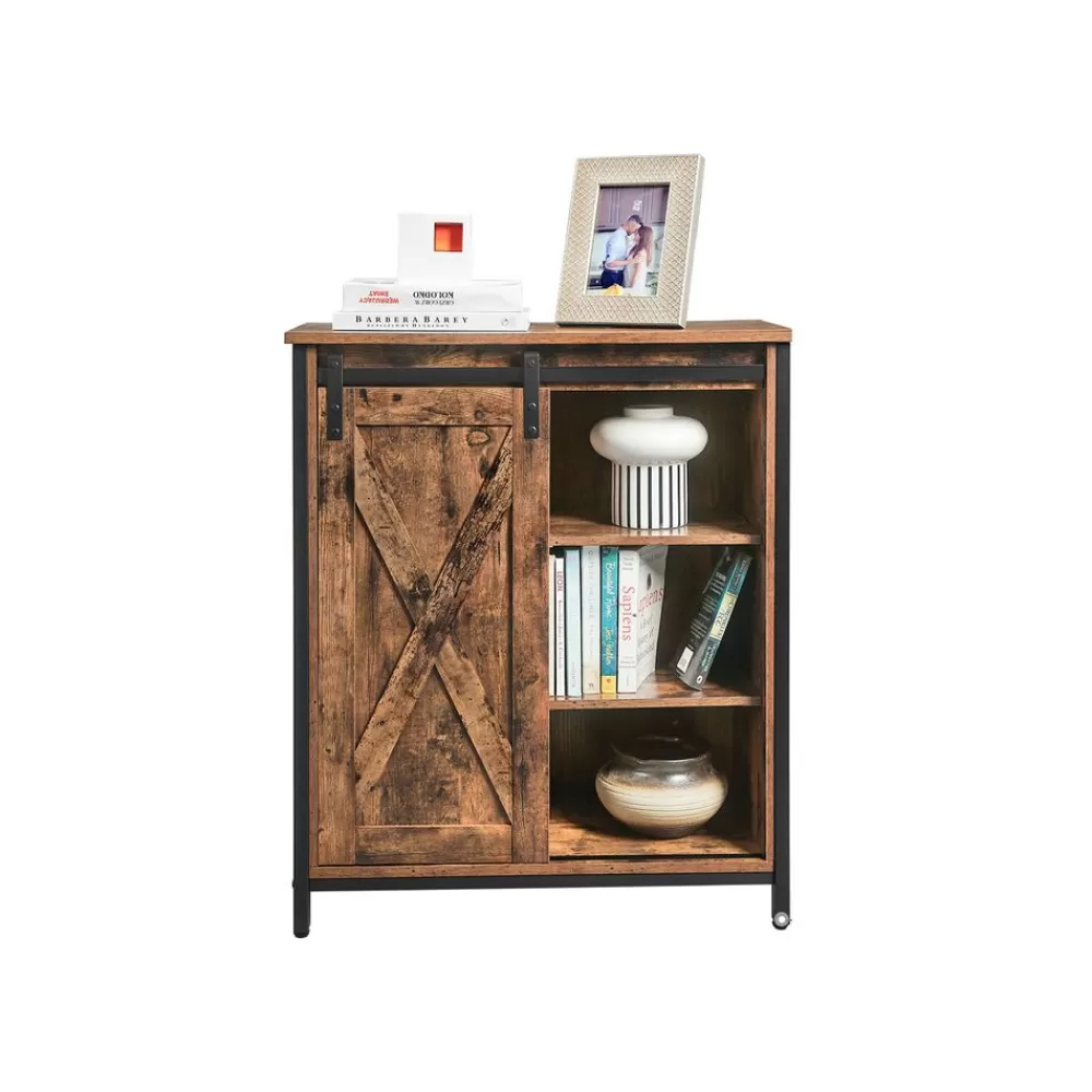 Outlet SONGMICS Küchenschrank mit Schiebetür vintagebraun-schwarz