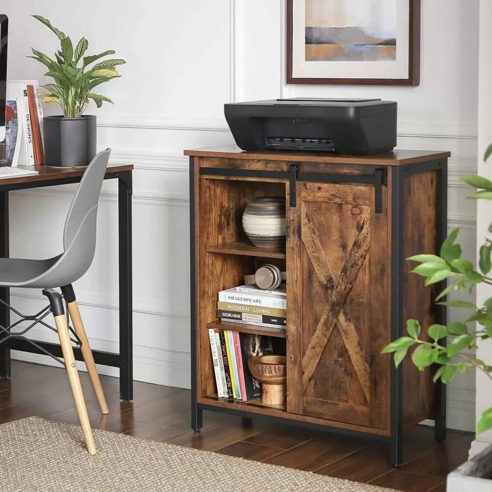 kchenschrank_mit_schiebetr_2-1.webp Outlet SONGMICS Küchenschrank mit Schiebetür vintagebraun-schwarz